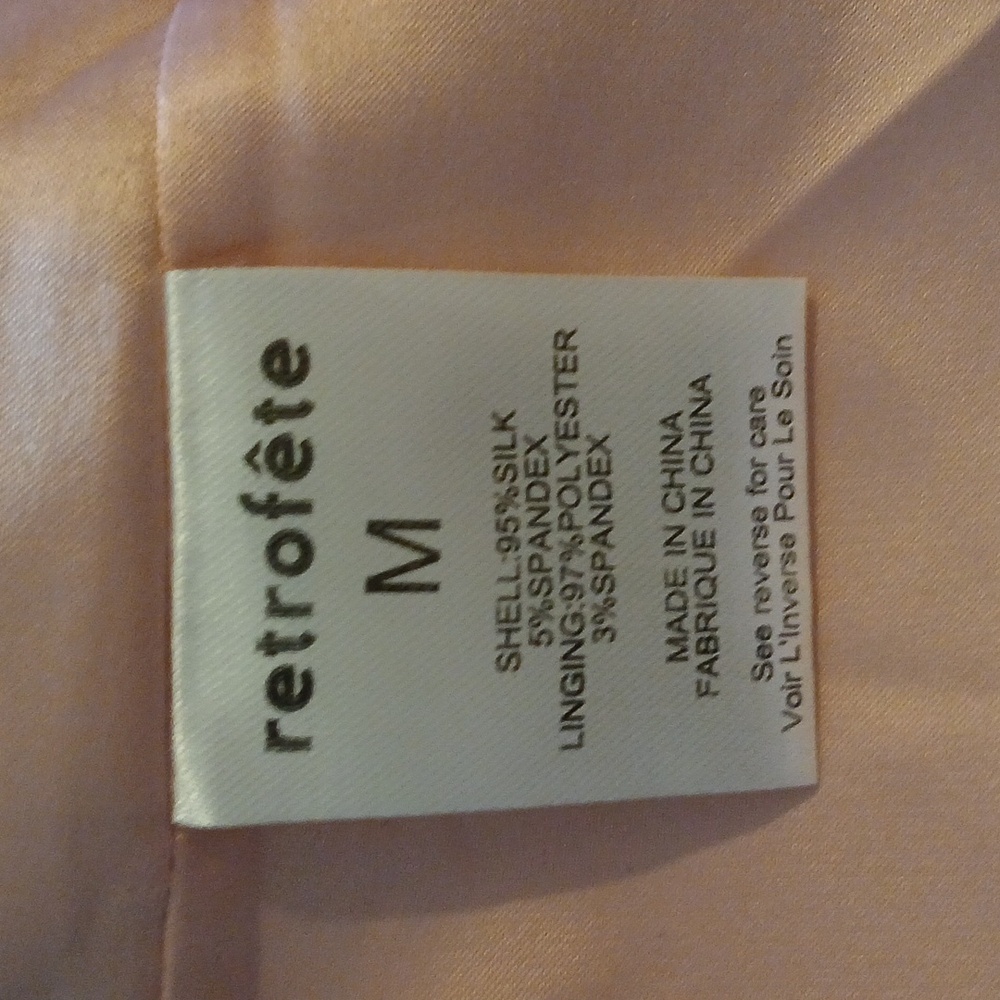$415 Retrofete Anahita Silk Elegant Pink and Green Halter Dress with Rhi… - Picture 9 of 9